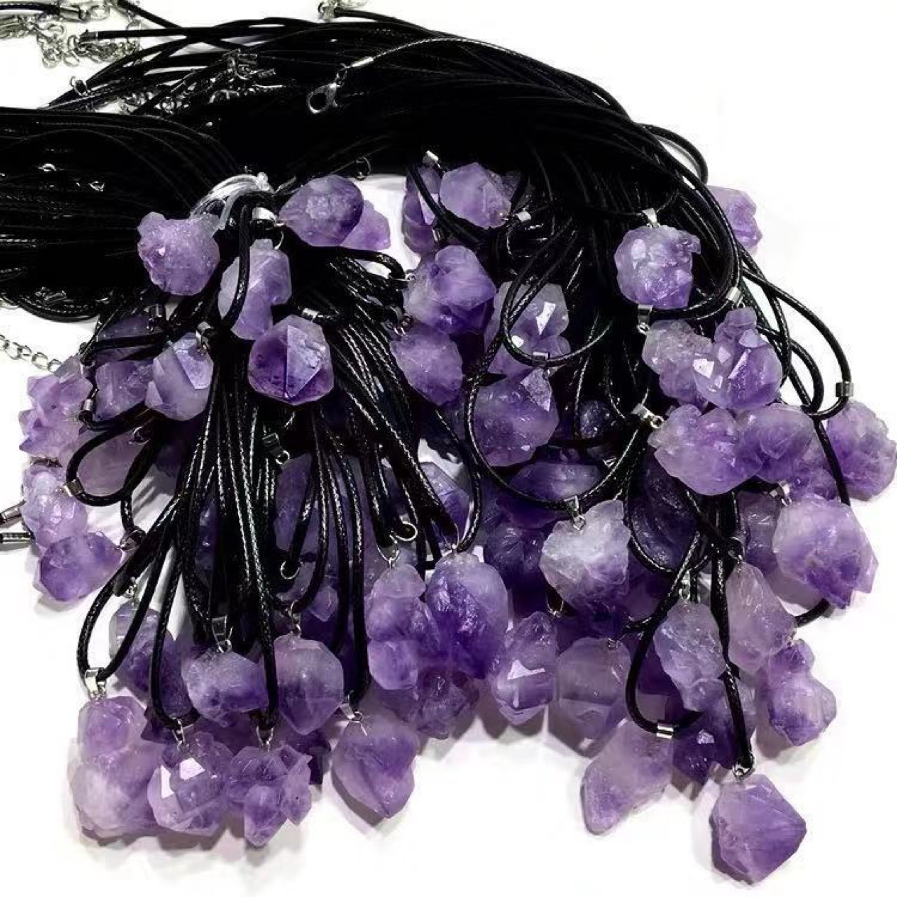 

Natural Crystal Pendant Amethyst Rough Stone Necklace Wholesale Clear Quartz Fluorit Citrine Rose Quartz