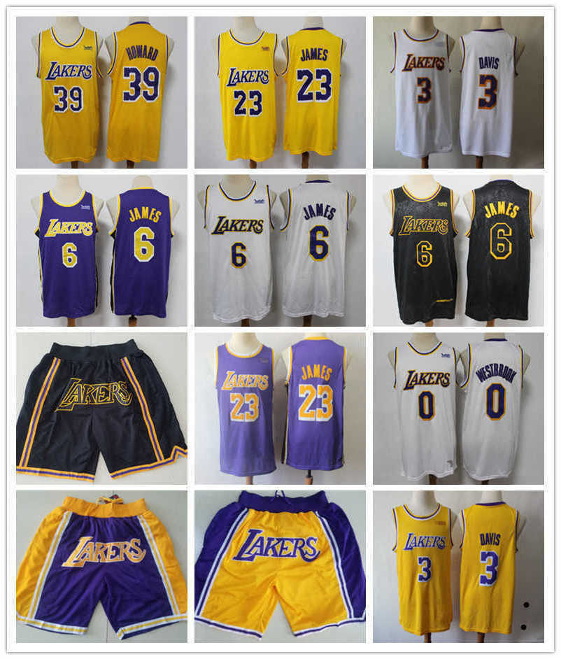 

Los Angeles''Lakers''Men Jersey Lebron 23 6 James 0 Russell Westbrook 39 DWight Howard Anthony 3 Davis Basketball Jerseys Shorts, Color