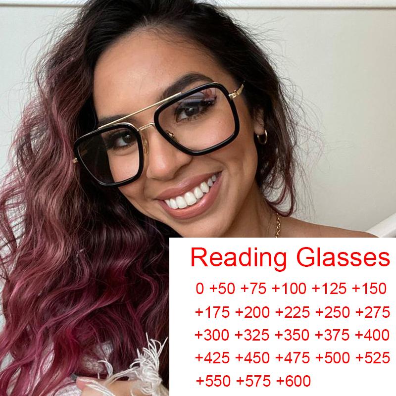 

Sunglasses Anti Blue Light Computer Reading Glasses Women Men Metal Double Bridge Retro Square Presbyopic Diopters 1.0 1.5Sunglasses