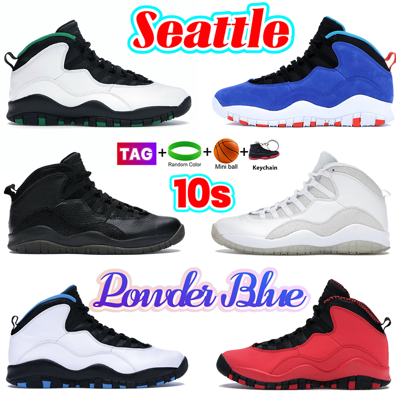 

Fashion Mens 10 Basketball Shoes 10s Chicago Powder Blue Cool Grey Black Trainers Drake OVO White Seattle Tinker White Barely Volt Orlando Fusion Red Women Sneakers, #16- shoe box