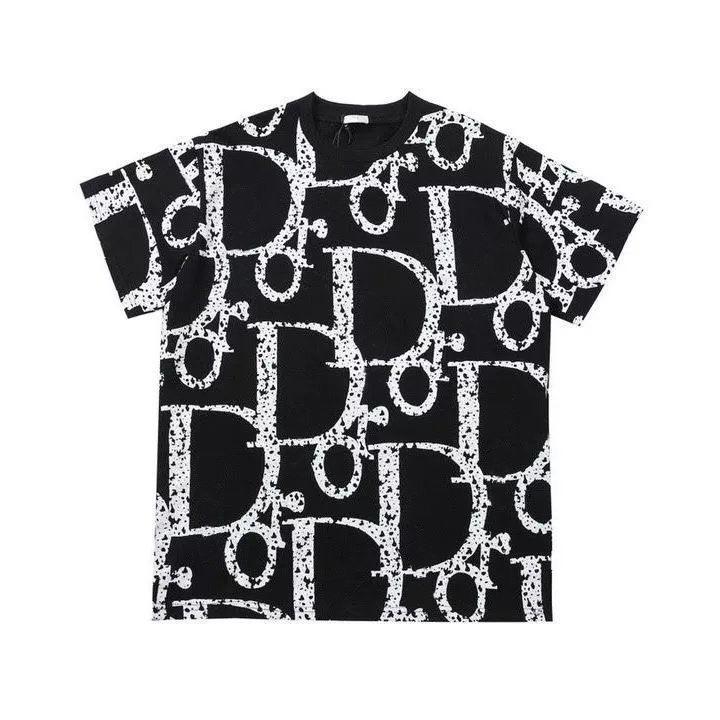 

Summer new Men's T-Shirts ice silk short-sleeved plaid printing letter printing designer youth trend large size M-XXXL #006, Black