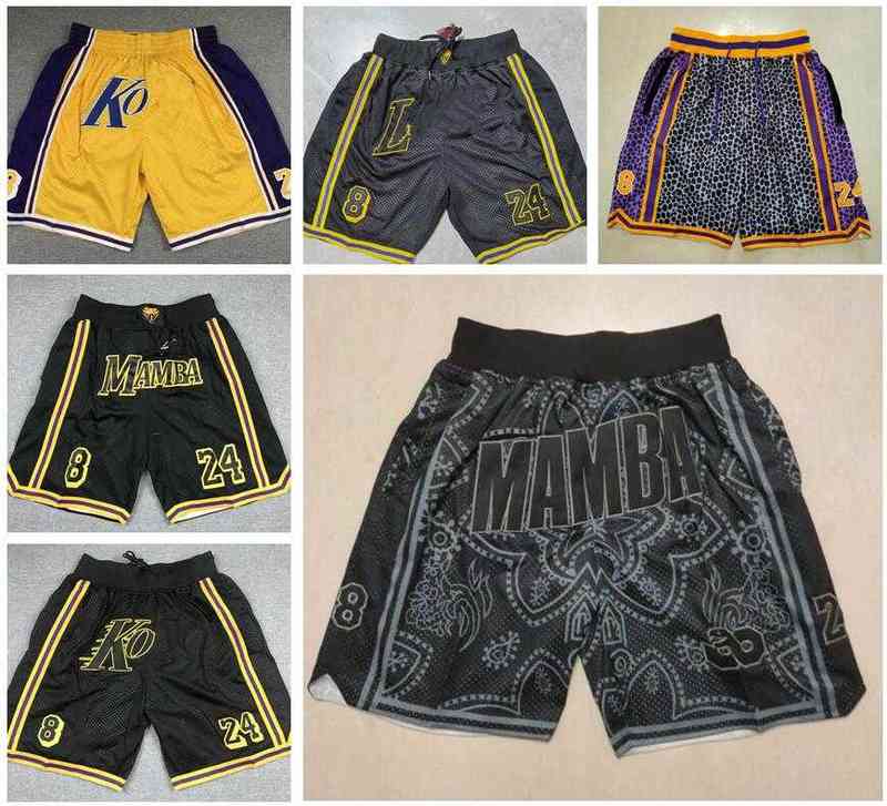 

Stitched Basketball Short Mitchell and Ness Retro Just Don Shorts With Pocket Zipper Sweatpants Black Mamba #8+24 Men Size S-XXXL, Stitched shorts