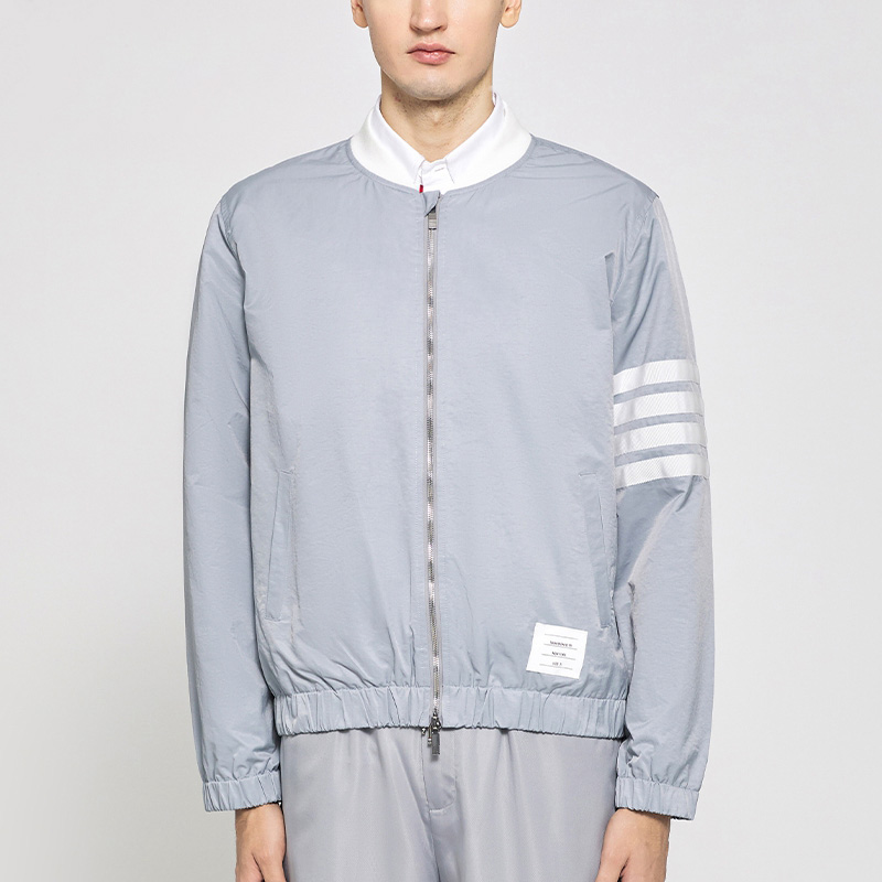 2022 Designer Men's Jacket New Arrival Fashion Brand Classic White Striped Jacket Male Leisure Spring Winter Slim Stand Collar Windbreaker