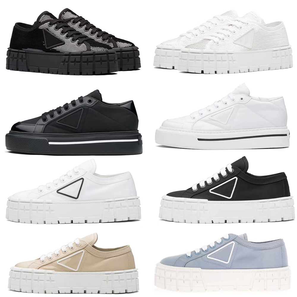 

designers casual shoes Women Macro Re-Nylon Platform Nylon Sneakers Womens White Sneaker Trainers Triple Thick bottom Luxury, #1