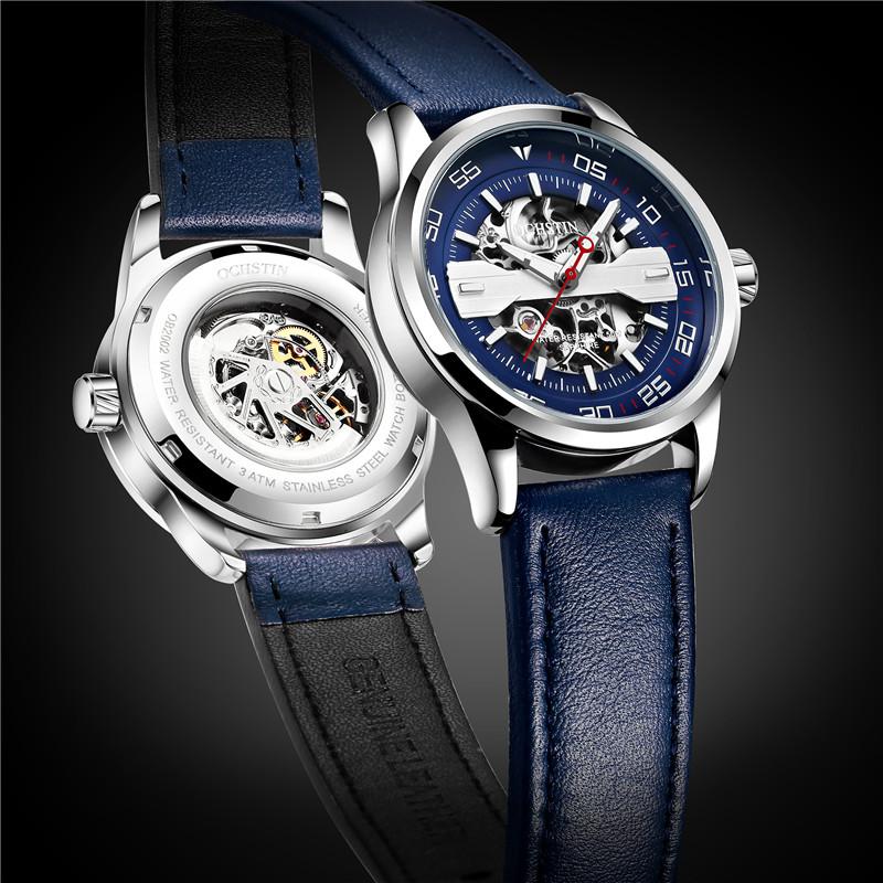 

Wristwatches OCHSTIN Automatic Mechanical Men Watch Top Real Leather Mens Watches Military Army Sport Skeleton Male Clock 62001, Gq6200104