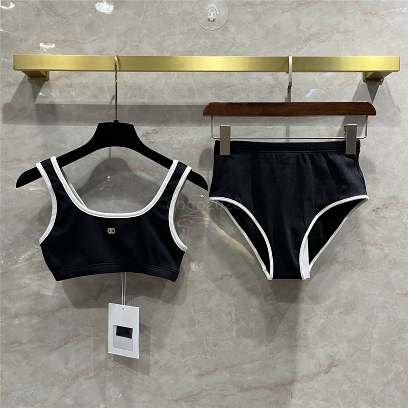 

women girls bikini swimsuit bathing suits with letter pattern 2022 milan runway sexy designer swimsuit swimwear outwear jersey vest camisole t-shirt tee, Black