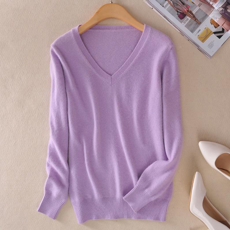 

Women' Sweaters 2022 Korean Version Spring Large Size Knit Sweater Female Pullovers Long Sleeve V-neck Leisure Loose Knitted Cc108 Jemi22, Photo color