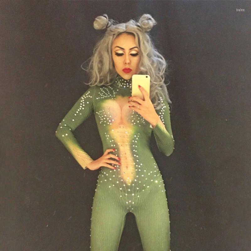 

Women's Jumpsuits & Rompers Sexy Stage Bodysuit Sparkling Crystals Stones Jumpsuit For Singer Christmas Celebrate Nightclub Performance Cost