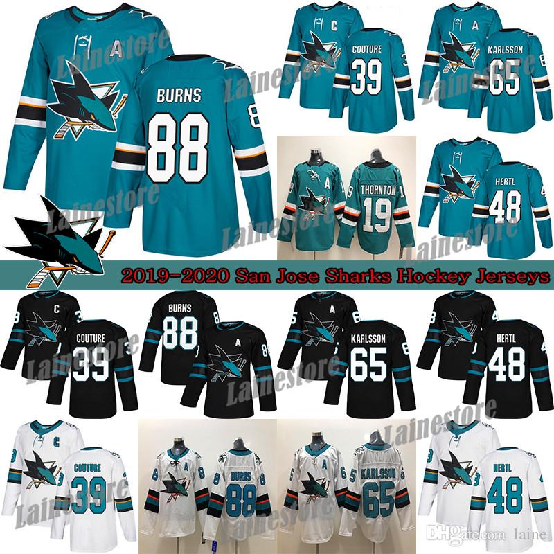 

hockey San Jose Sharks 88 Brent Burns 65 Erik Karlsson 19 Thornton 9 Evander Kane 48 Hertl Green White Hockey Jerseys