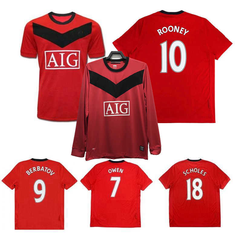 

Manchester Retro classic 2009 2010 soccer jerseys GIGGS J..PARK VIDIC NANI ROONEY OWEN BERBATOV EVRA SCHOLES football united shirt, 09/10 home