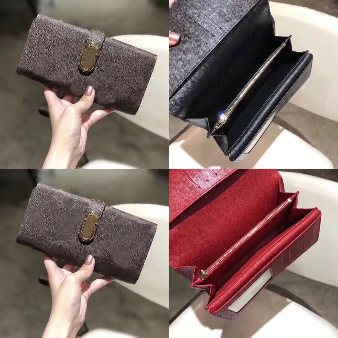 

High quality ladies wallet wholesale purse classic envelope style long wallet card holder top star designer fashion Genuine Leather women wallets with box, Red