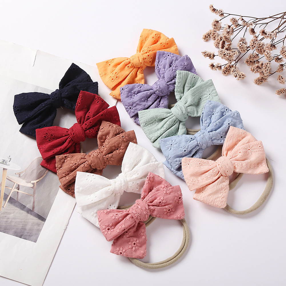 

High Quality Solid Color Big Bow Stretch Elastic Headband Girls Princess Hair Accessories, Options