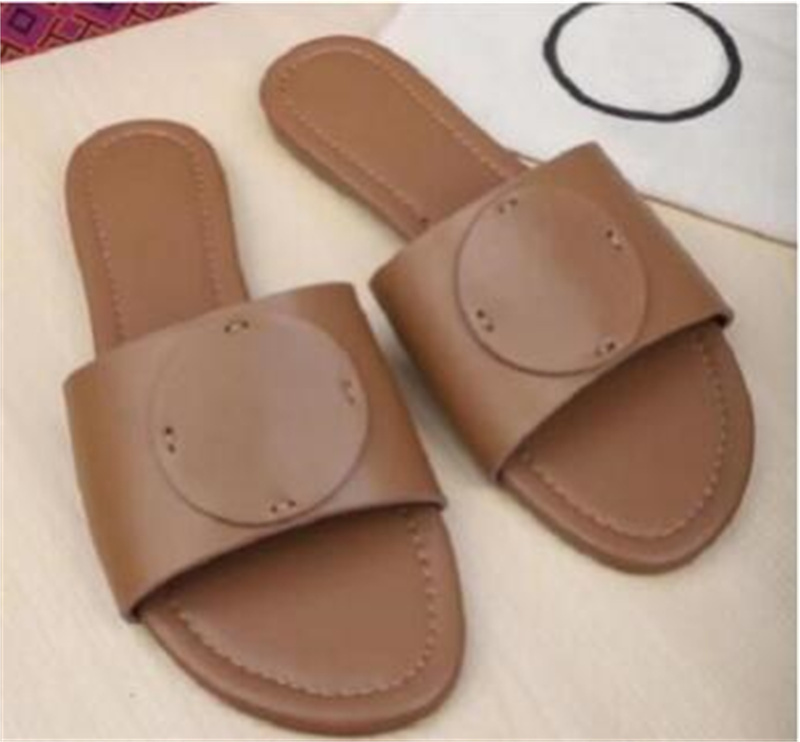 

Top Quality Designer-tent leather Mules Slippers Ladies Sandals size 35-41 Summer Beach Shoes TB Slippers