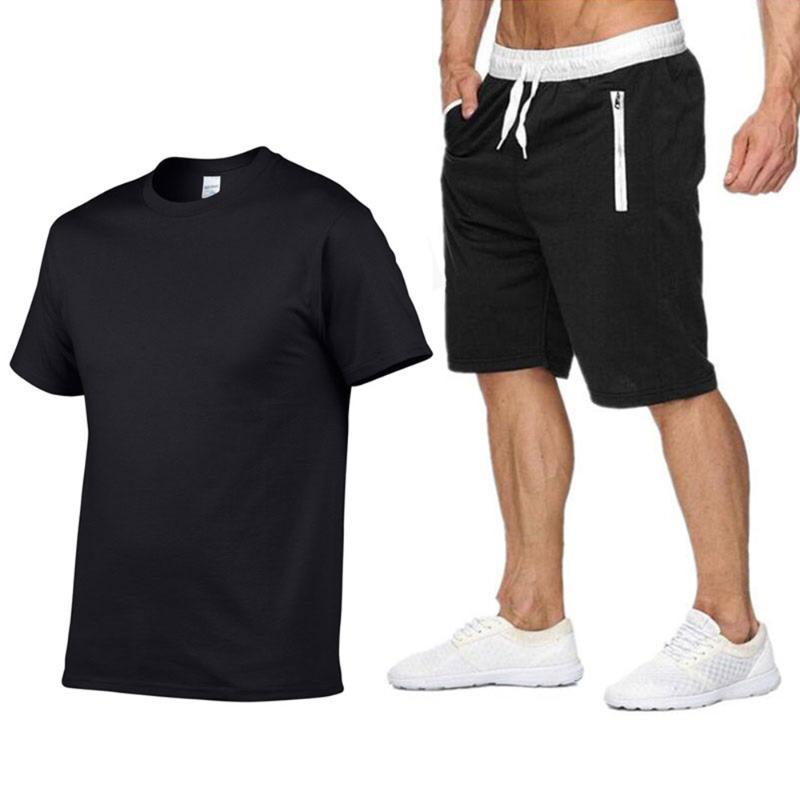 

Men' Tracksuits Solid Color Summer Men' Sets Casual Shorts T-shirt Harajuku Streetwear T Shirt Sport Sweatpants Tops Tees SuitsMen, Wine red-black