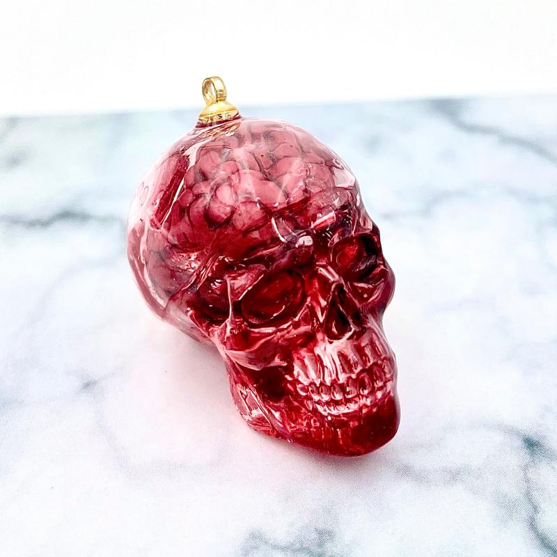 

Dangle & Chandelier Original Medieval Pink Crystal Skull Brain Gothic Dark Style Halloween Earrings