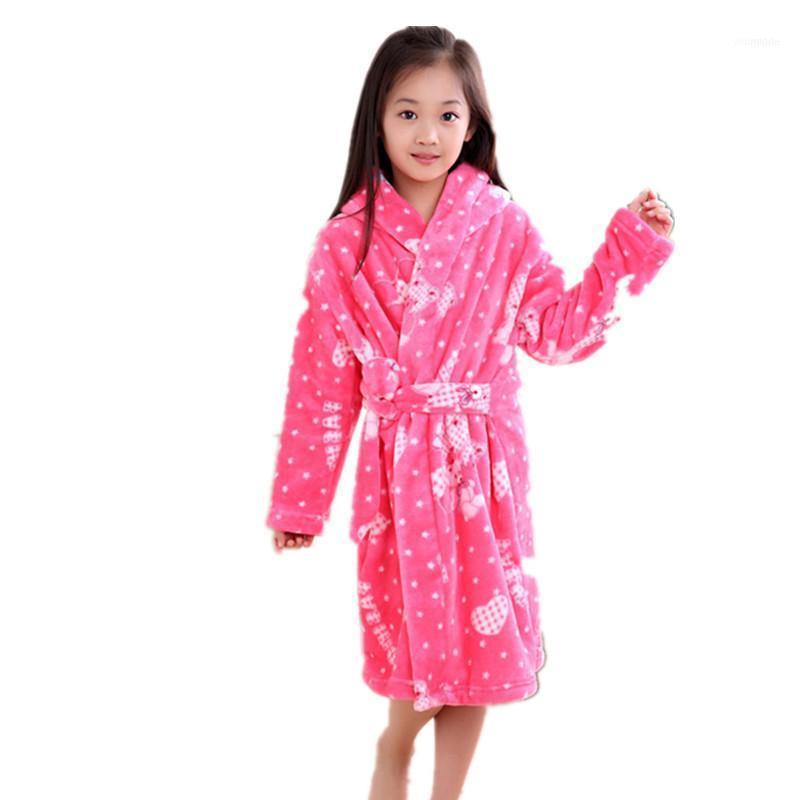 

Women's Sleepwear Wholesale- 2022 Fall Winter Flannel Children's Long-sleeved Plus Size Robes Coral Thick Pajamas Boys And Girls Childr, Beige