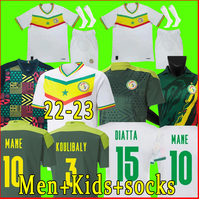 Mane Sénégal 2022 Jerseys de football à domicile 22 23 Koulibaly Gueye Kouyate Sarr Top Kit Football Shirt Maillot de Football Uniforms Jersey Di
