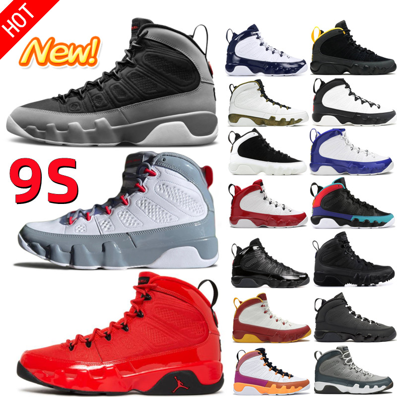 

New Arrival 9 IX 9S Men Basketball Shoes Bred University Blue Gold Gym Chile Red UNC Particle Cool Grey Racer Blue Statue Anthracite Man Sport Sneakers Trainers, Shoebox