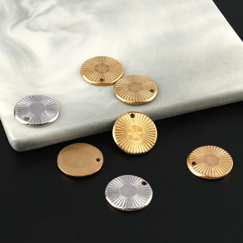 

Charms 5pcs/lot 15x15mm Stainless Steel Coin Pendant For Jewelry Making Geometric Findings Pendants Necklace ConnectorCharms