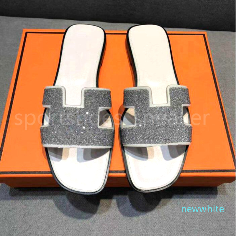 

Oran Sandal France Brand designer slippers Slides women lady Summer Genuine Leather Shoes Outdoor Flip Flops Suede Exquisite Ladies Party Sl, 22