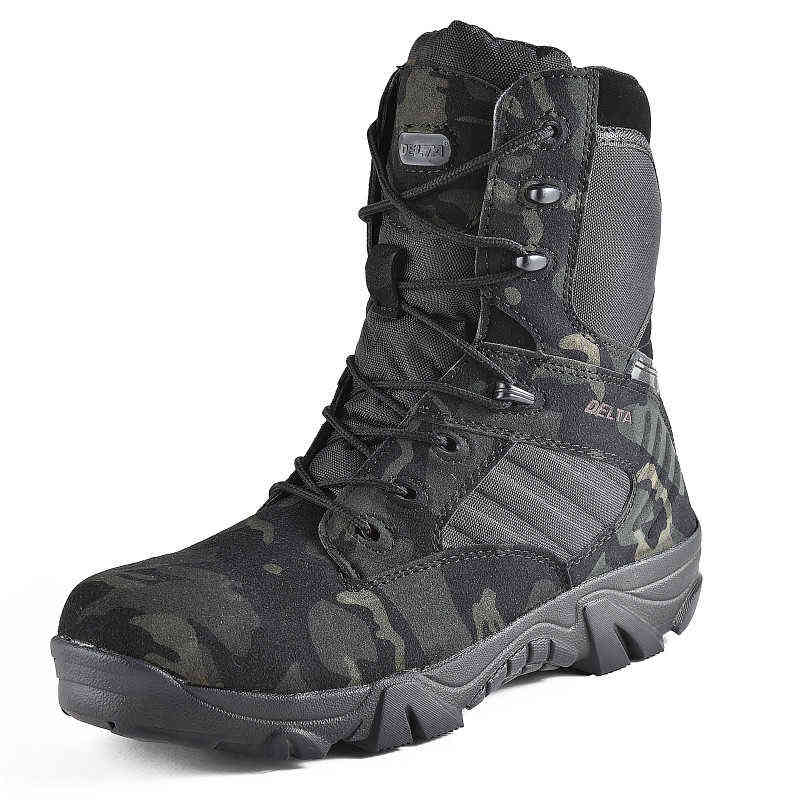 

Boots Camouflage Men Work Safty Shoes Desert Tactical Military Autumn Winter Special Force Army Ankle 220805, Black low