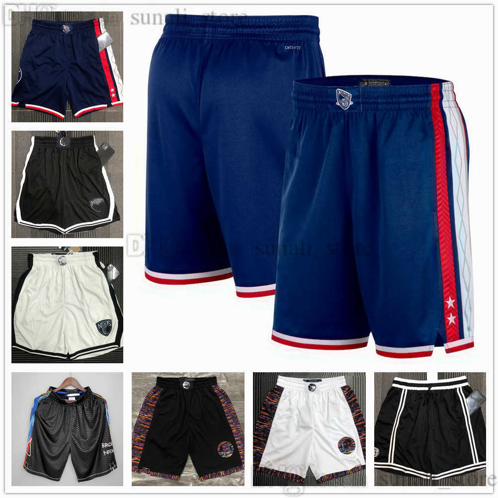 

Printed 2022 Brooklyn''Nets''Men Basketball Shorts With Two Side Pockets Sweatpants Breathable Gym Training Pants, Navy