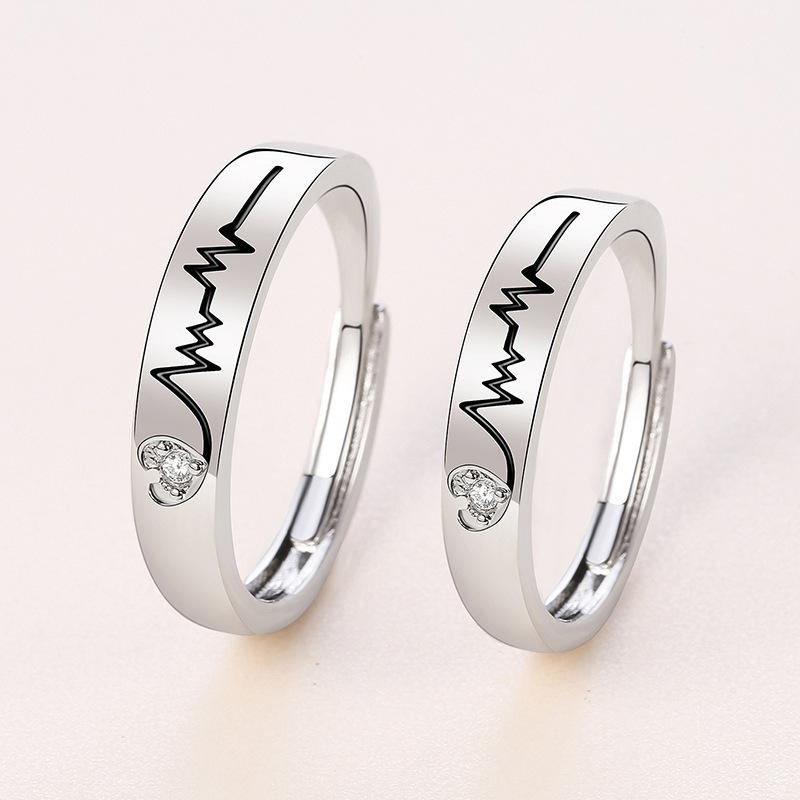 

Wedding Rings 1pair 925 Sterling Silver Couple For Women Men Romantic Adjustable Ring Set Bague Femme LoversWedding