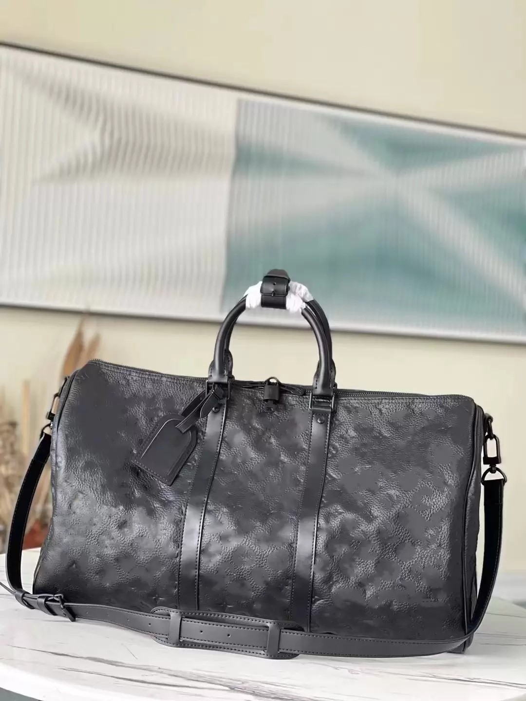 Black Eming Fashion Men Femmes de voyage Sac de voyage Duffle, Brand DesignEGenuine Leather Sacs Sac de sport de grande capacité avec verrouillag