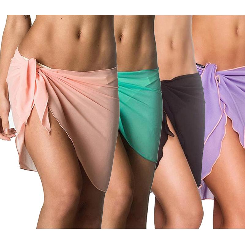 

Sarongs Sexy Women Cover Up 2022 Stylish Ladies Yarn Chiffon Short Sarong Wrap Holiday Beach Swimwear Mini