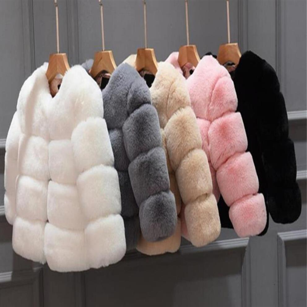 

2020 New Winter Girls Fur Coat Elegant Baby Girl Faux Fur Jackets And Coats Thick Warm Parka Kids Outerwear baby infant boy design296L, Rose red
