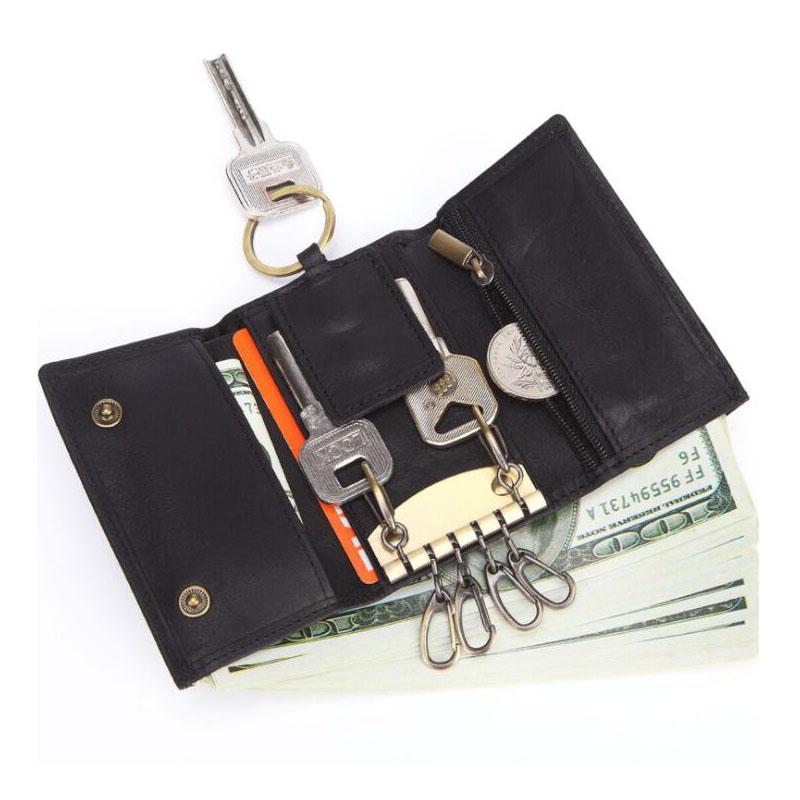 

Key Wallets Western Genuine Leather Multifunctional Three Floder Car BagKey, Brown