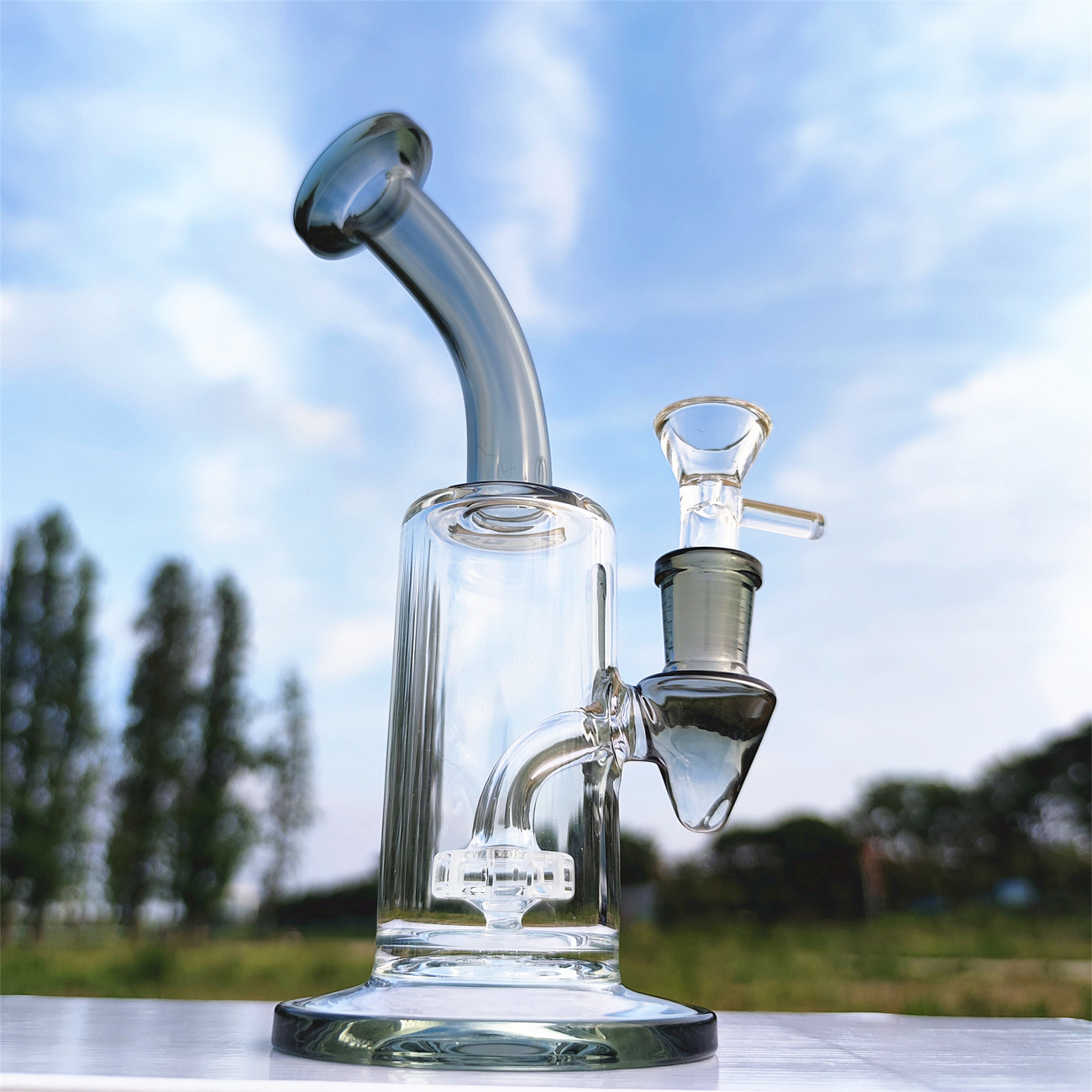 

7.5 Inches Black Cute Multi Colors Glass Bong Recycler Glass Water Bong Pipes Joint Tobacco Hookah 14mm Bowl US Warehouse