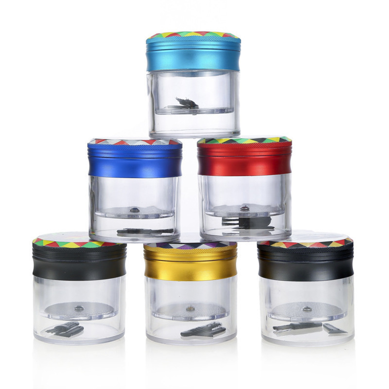 

Aluminum alloy cigarette grinder 60mm 2 layer with storage tank grinder single side color printing herb crusher