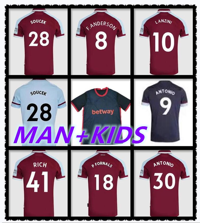 

men kids kit 21 22 23 RICE LINGARD MASUAKU ANDERSON soccer jerseys HAM Iron Maidens special 2021 2022 2023 RICE Soucek NOBLE BOWEN LANZINI football shirt, 21/22 kids size