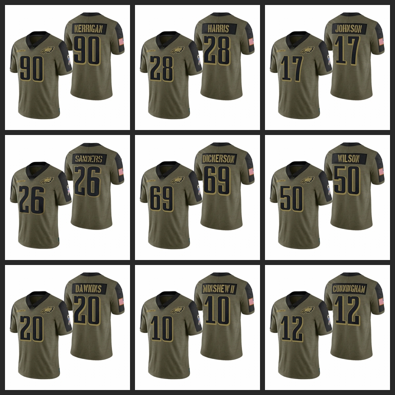 Football Jerseys Philadelphia''Eagles''Men #26 Miles Sanders 1 Jalen Hurts 20 Brian Dawkins 10 Gardner Minshew II Custom Oliv