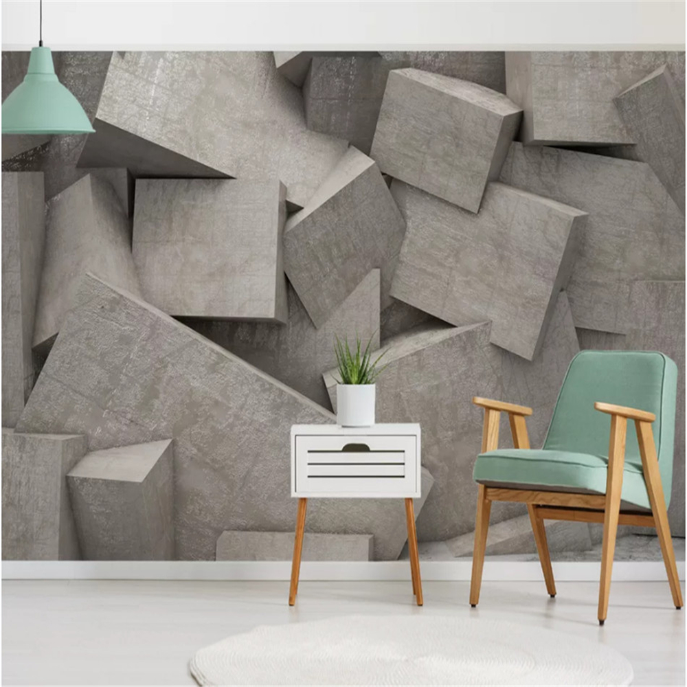 

Custom 3D Geometric Abstract Background Wall Paper Restaurant Coffee Shop Industrial Decor Mural Wallpapers, Grey