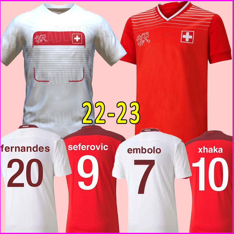 2021 2022 2023 Coupe d'Europe Suisse Jersey de football 21/22/23 à l'extérieur Xhaha Akanji Zakaria Rodriguez Elvedi Maillots de Football Shirt M