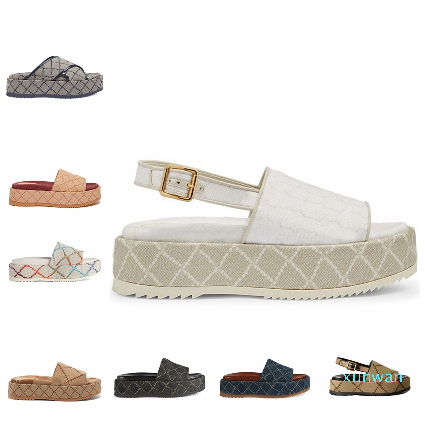 

slides 2022-womens size fashion bag slingback sandals dust multi linen euro35-42 platform canvas, Denim blue