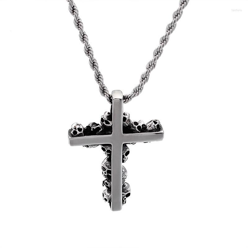 

Pendant Necklaces Jesus Cross Titanium Steel Men's Light Stainless Skeleton Religious PendantPendant