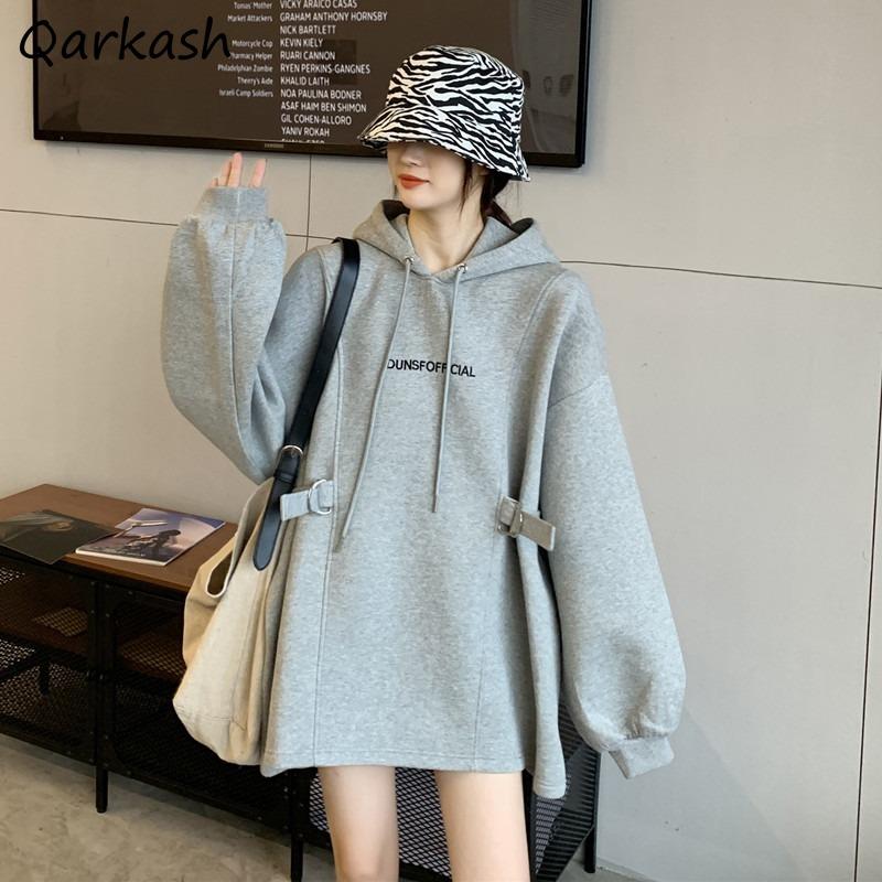 

Women's Hoodies & Sweatshirts Women BF Style Loose Plus Velvet Warm Streetwear All-match Couple College Design Chic Teens Autumn Casual Ins, Gray