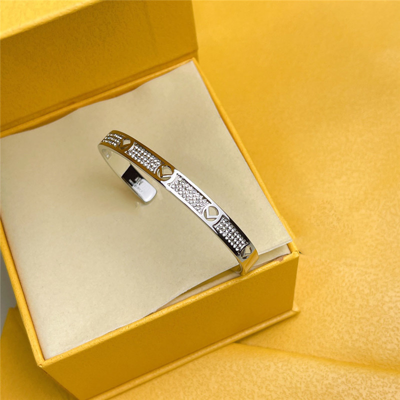 

Women Gold Bracelet Designer Silver Jewelry Mens F Bracelets Full Diamond Luxurys Designers Jewellery Woman Love Bracelet With Box