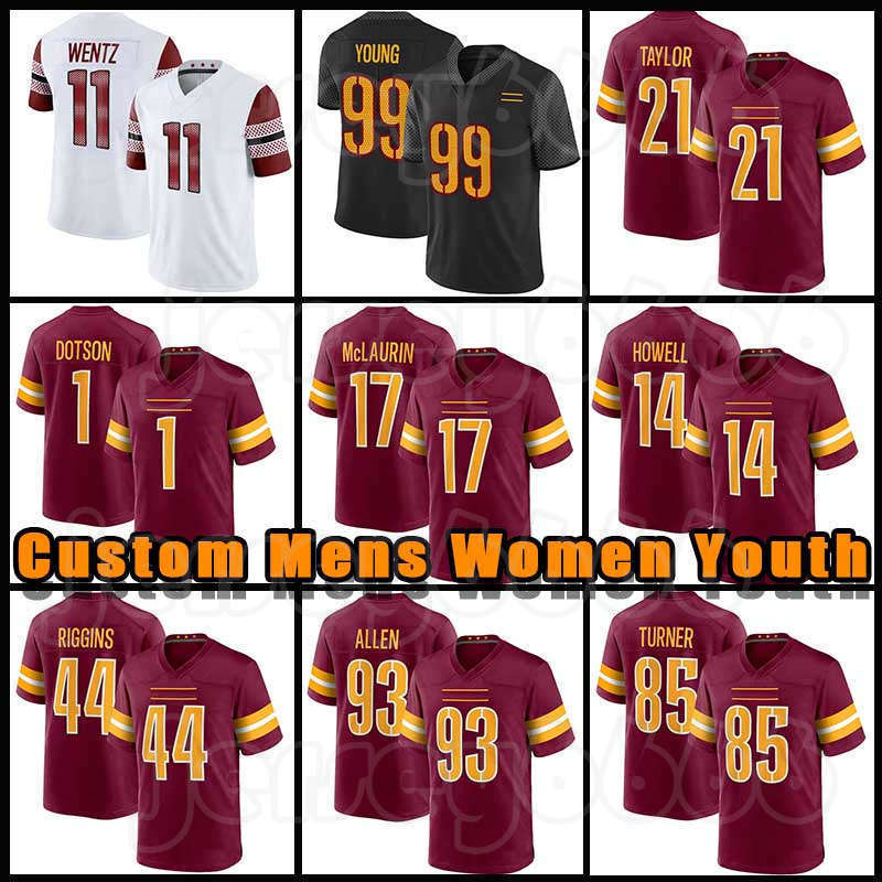 

99 Chase Young 17 Terry McLaurin Jahan Dotson Football Jersey Carson Wentz Jonathan Allen Antonio Gibson Commanders Sean Taylor Sam Howell Kamren Curl Curtis Samuel, Custom men (h p)