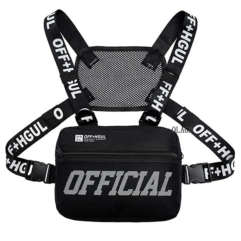 

Fashion Streetwear Men Hip-Hop Chest Bag Tactical Two Straps Chest Rig Bags Trendy Style Rectangle Chest Utility Pack G122, Peach