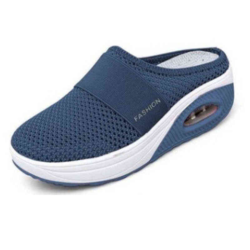 

Women Wedge Slippers Premium Slippers Vintage Anti-slip Casual Female Platform Retro Shoes Plus Size Orthopedic Diabetic Sandals H220409, Light grey