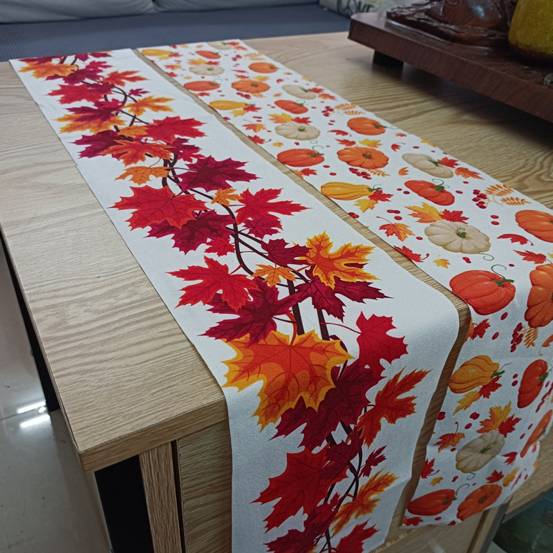 

Thanksgiving Table Runner Pumpkin Maple leaves Holiday Kitchen Dining Table Decoration Autumn For Outdoor Home Party Decor