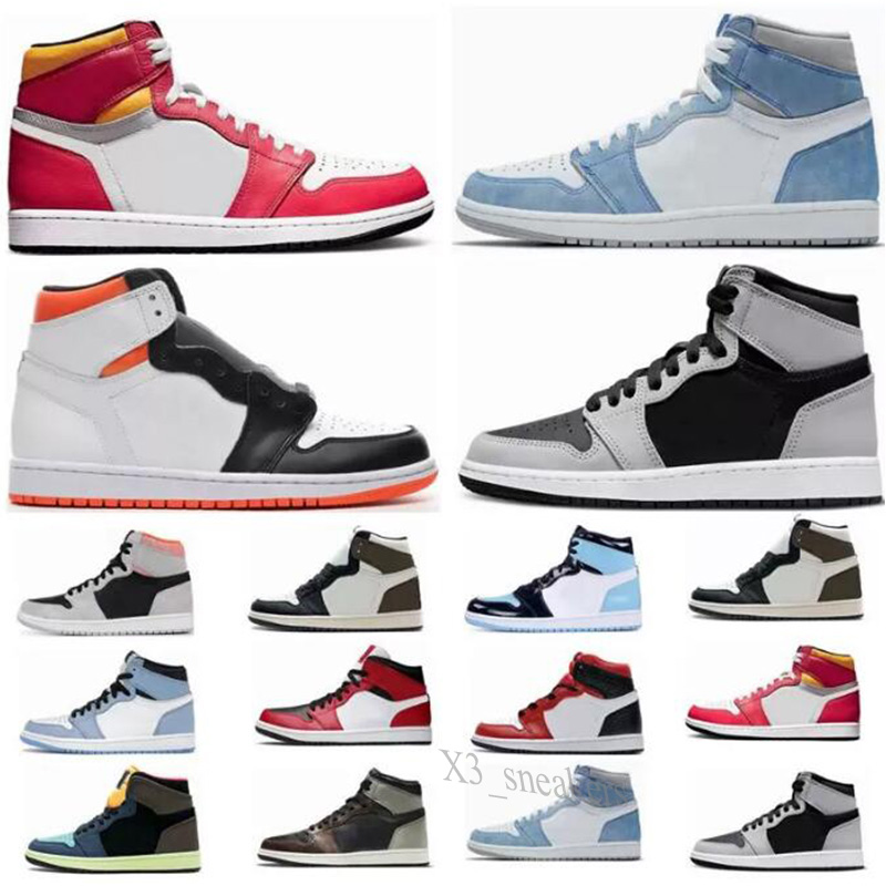 

1 1s Mens Basketball Shoes Sneakers Bred Patent Rebellionaire University Blue Hyper Royal Heritage Georgetown Obsidian UNC Carbon Fiber Men Women Sports X22, # 5