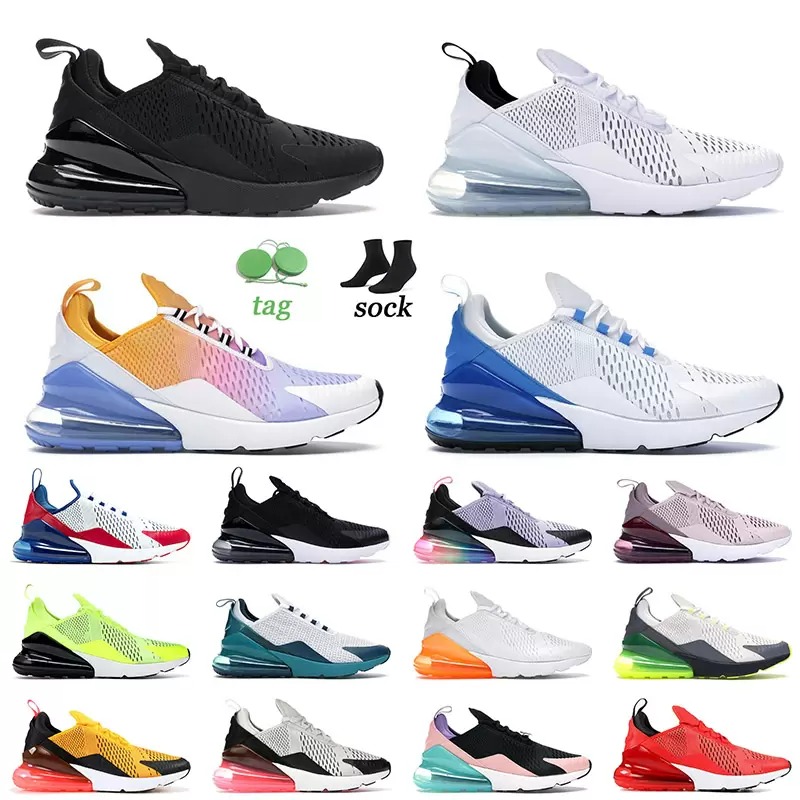 Classic Mens Tennis Running Sneaker Triple Black White 270 Multi Light Bone Be True Barely Rose Volt Womens Air 270 Breathable Mesh Sneaker