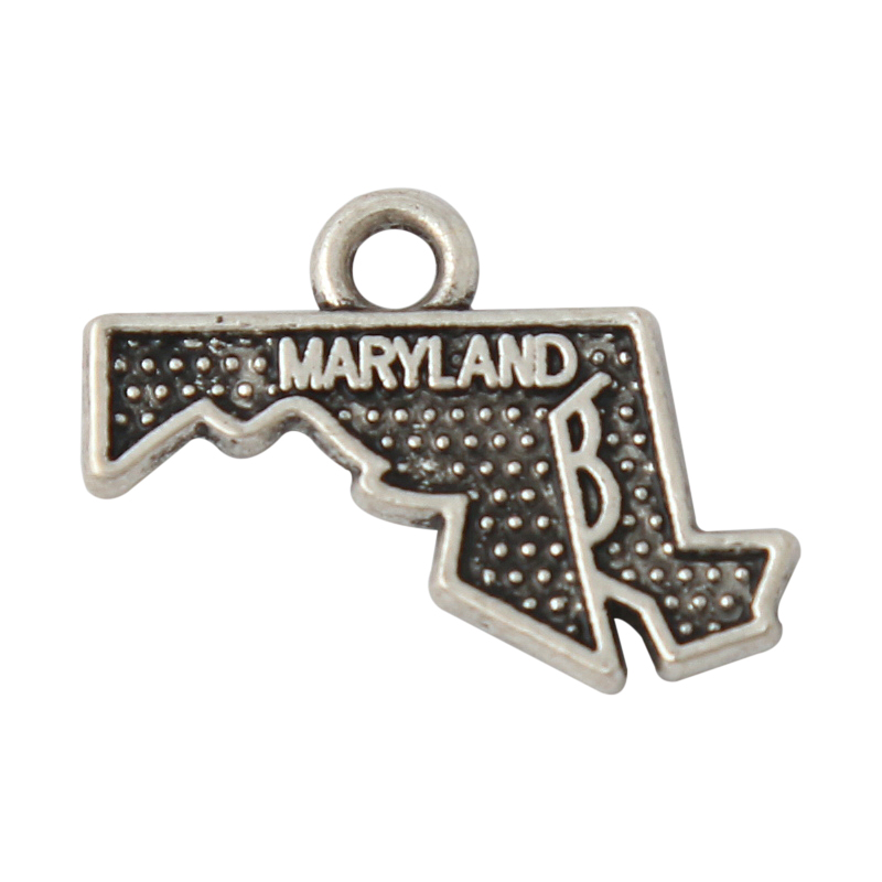 

Wholesale Antique Silver Color Alloy Maryland American State Map Vintage Charms 50pcs 15*18mm AAC590