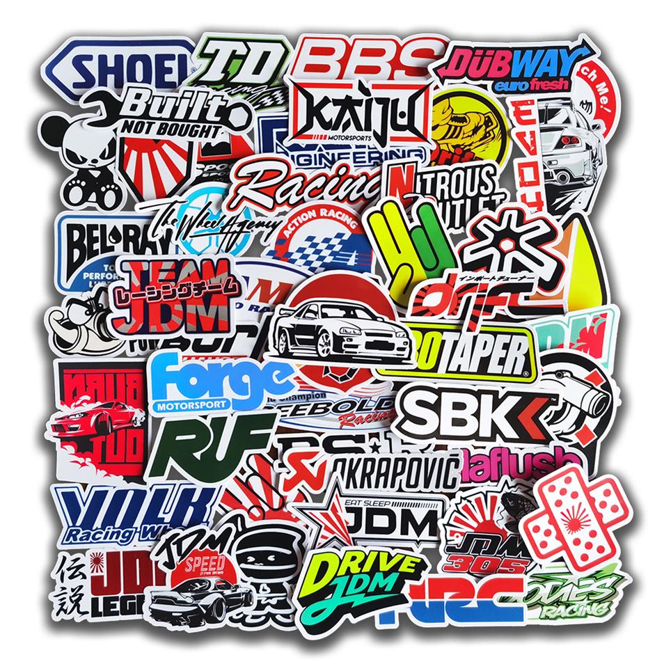 

Car sticker 10 50 100pcs Cool Car Styling JDM Modification Stickers for Bumper Bicycle Helmet Motorcycle Mixed Vinyl Decals Sticke215P, 10 pieces trial set