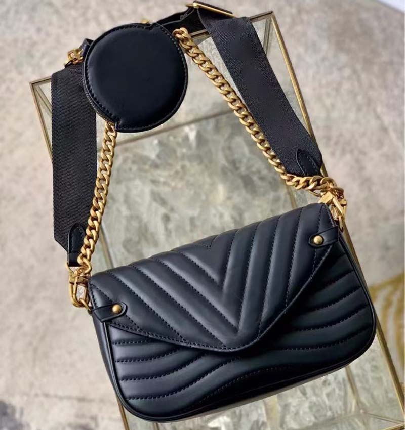 

Designer Bags New Wave Multi Pouch 3 in 1 Shoulder Messenger Bag High Quality PU Leather Chain Bag women handbags Wallets Tote Handbag, White